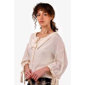 Prada White Silk Bow Front Blouse Size 38